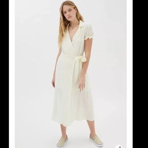 Urban Outfitters Spring Day Midi Wrap Linen Blend Dress
